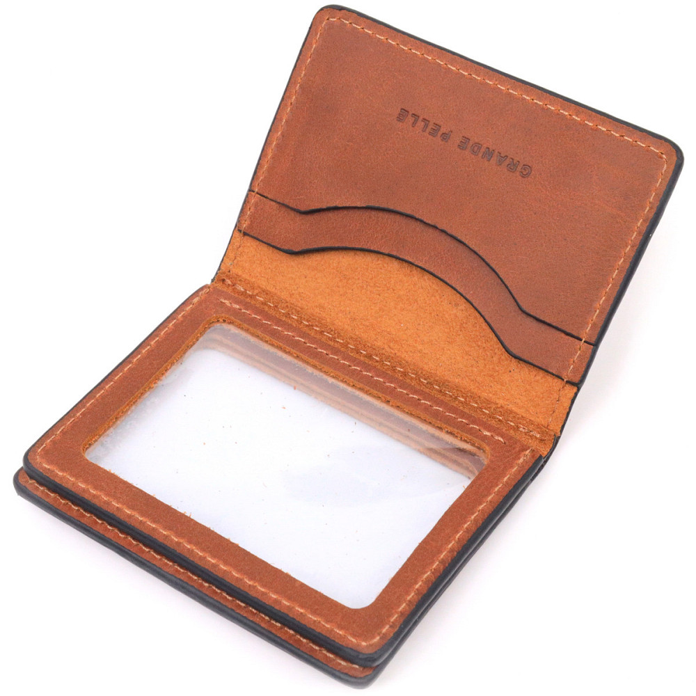 Превосходная обложка на автодокументы в винтажной коже Украина GRANDE PELLE 16712 Светло-коричневая Киев - изображение 5