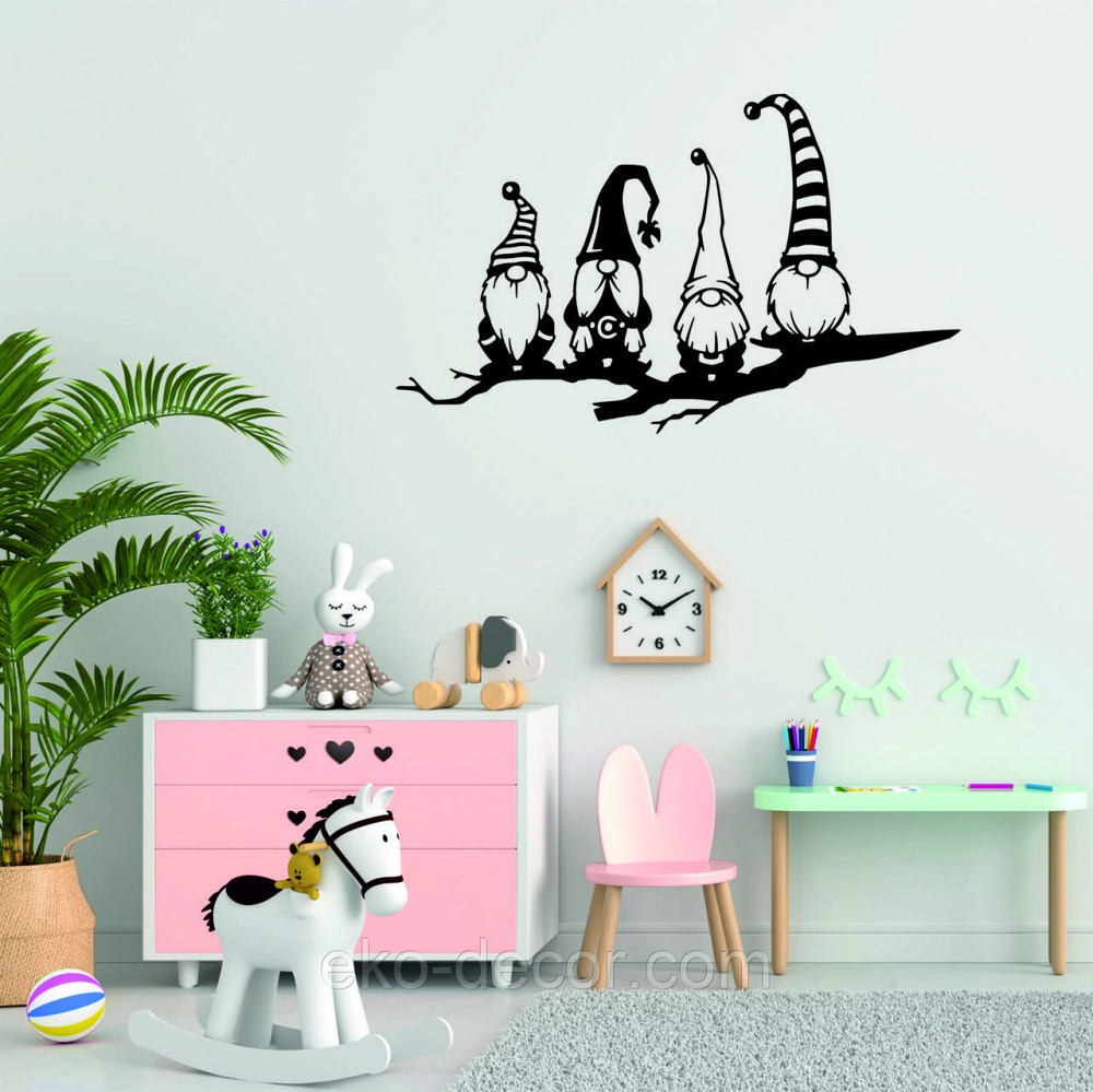 Декоративное настенное Панно «Гномики», Декор на стену 70*42 см, Черный Киев - изображение 1