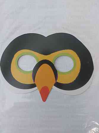 Дитяча маска Папуга із картону 18 на 14 см різнобарвний Київ