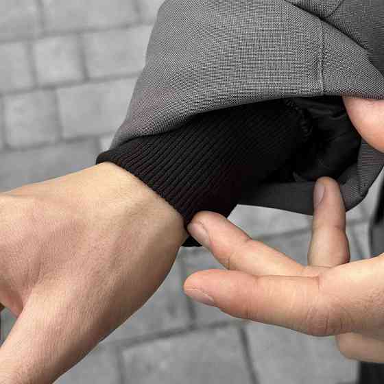 Парка чоловіча зимова з капюшоном сіро-чорна Pobedov Alpina Київ