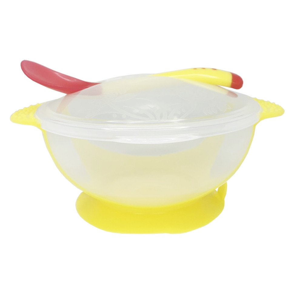 Тарелка на присоске прозрачная MGZ-0100(Yellow) с термоложкой и крышкой Винница - изображение 2