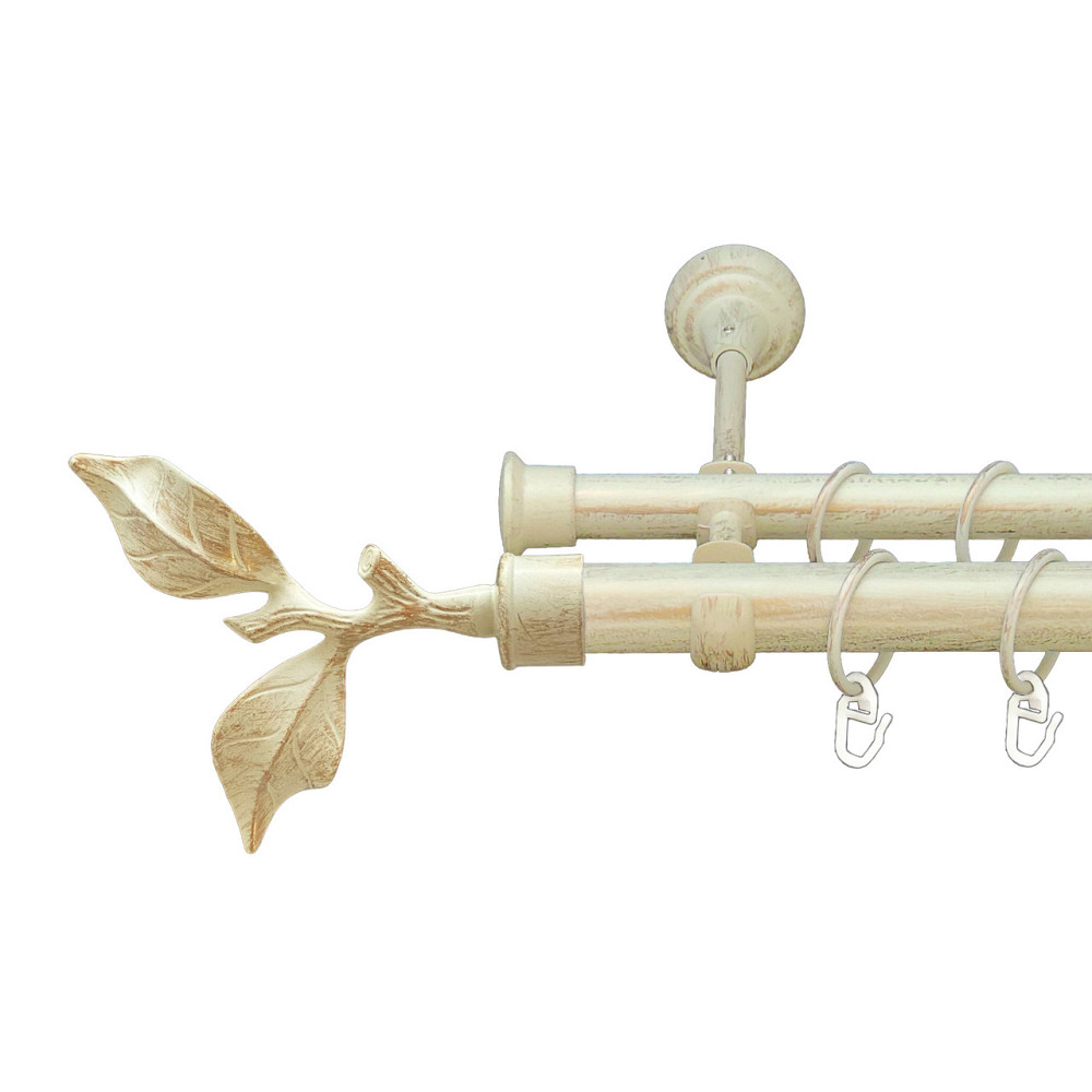 Карниз Orvit Листок Троянди металевий дворядний відкритий Біле Золото 25\19 мм 160 см (00-00010494) Львів - фото 1