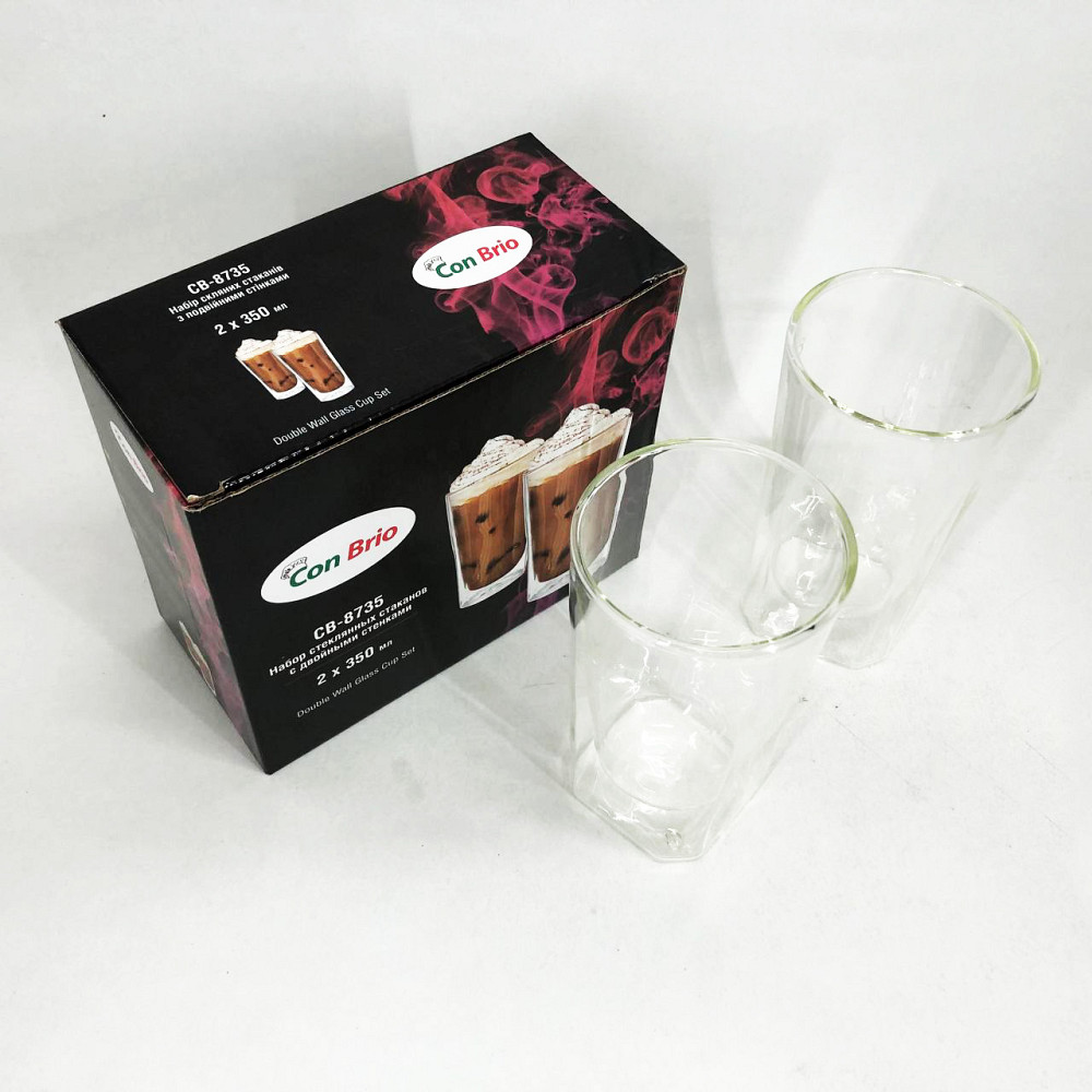 Скляні чашки з подвійним дном Con, Склянки з подвійним дном Набір чашок для кави GN-69 Івано-Франківськ - фото 1