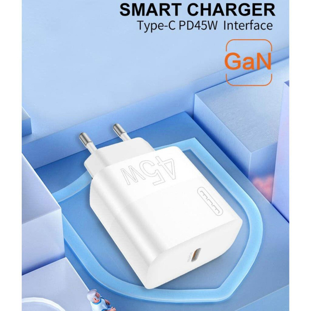 Мережевий зарядний пристрій WUW-C202 PD45W GaN Eu Smart Charger Одеса - фото 3