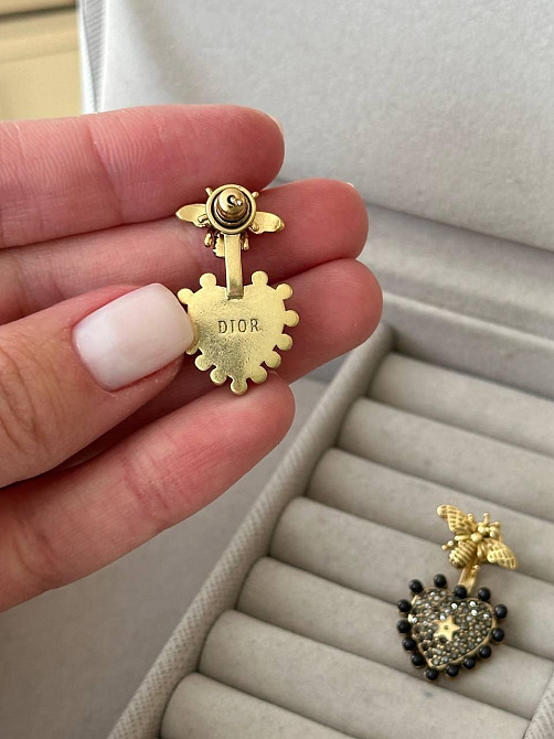 Серьги Dior сердечки с мелким цирконием Одесса - изображение 1