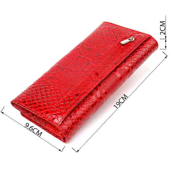 Яркий лакированный кошелек для женщин из натуральной фактурной кожи CANPELLINI 21610 Красный Киев