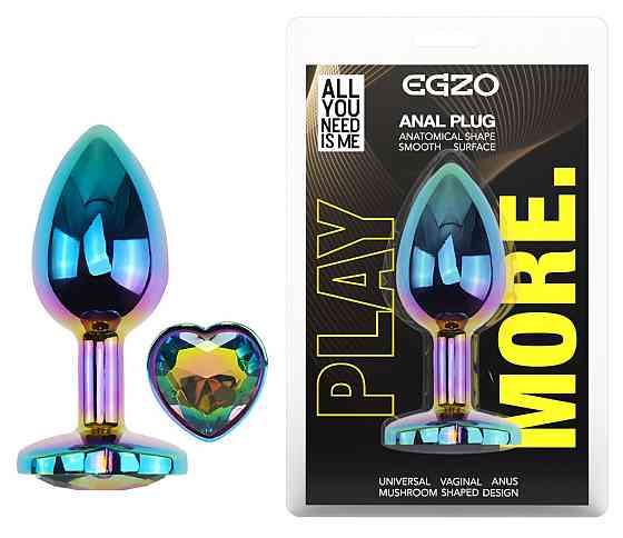 Анальна пробка з кристалом EGZO - Multicolor Heart Plug Rainbow size S Sex Aura Київ
