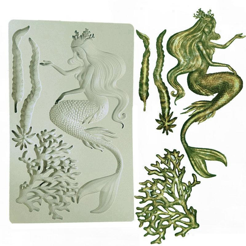 Молд силиконовый Русалка 19,8 на 12,5см серый Киев - изображение 1