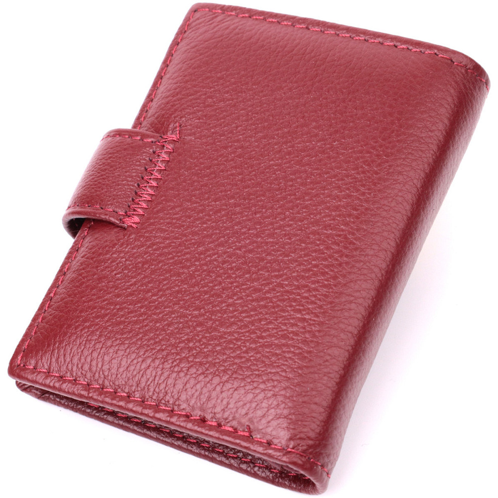 Практична візитниця з натуральної шкіри ST Leather 22468 Бордовий Київ - фото 2