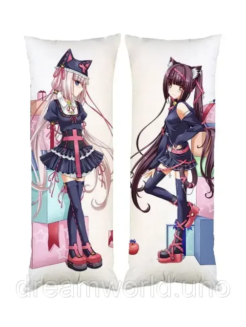 Подушка дакимакура Чокола Ванила Некопара Кошачий Рай декоративная ростовая подушка для обнимания 40х120 Харьков - изображение 1