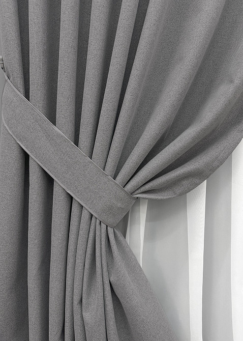 Комплект готовых штор VR-Textil Блэкаут двусторонний ASHEN NIGHT № 1851ш Серый 150х290 см 2 шт (33-0894) Киев - изображение 5