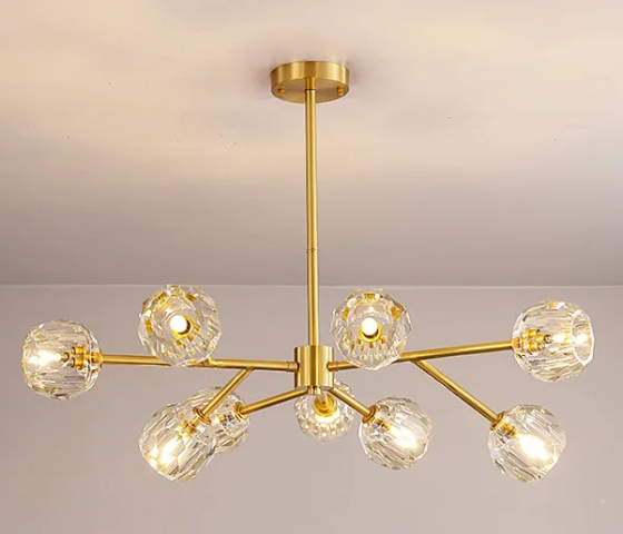 Светодиодная люстра Изумруд 8609 (Золотистая) на 9 плафонов Винница