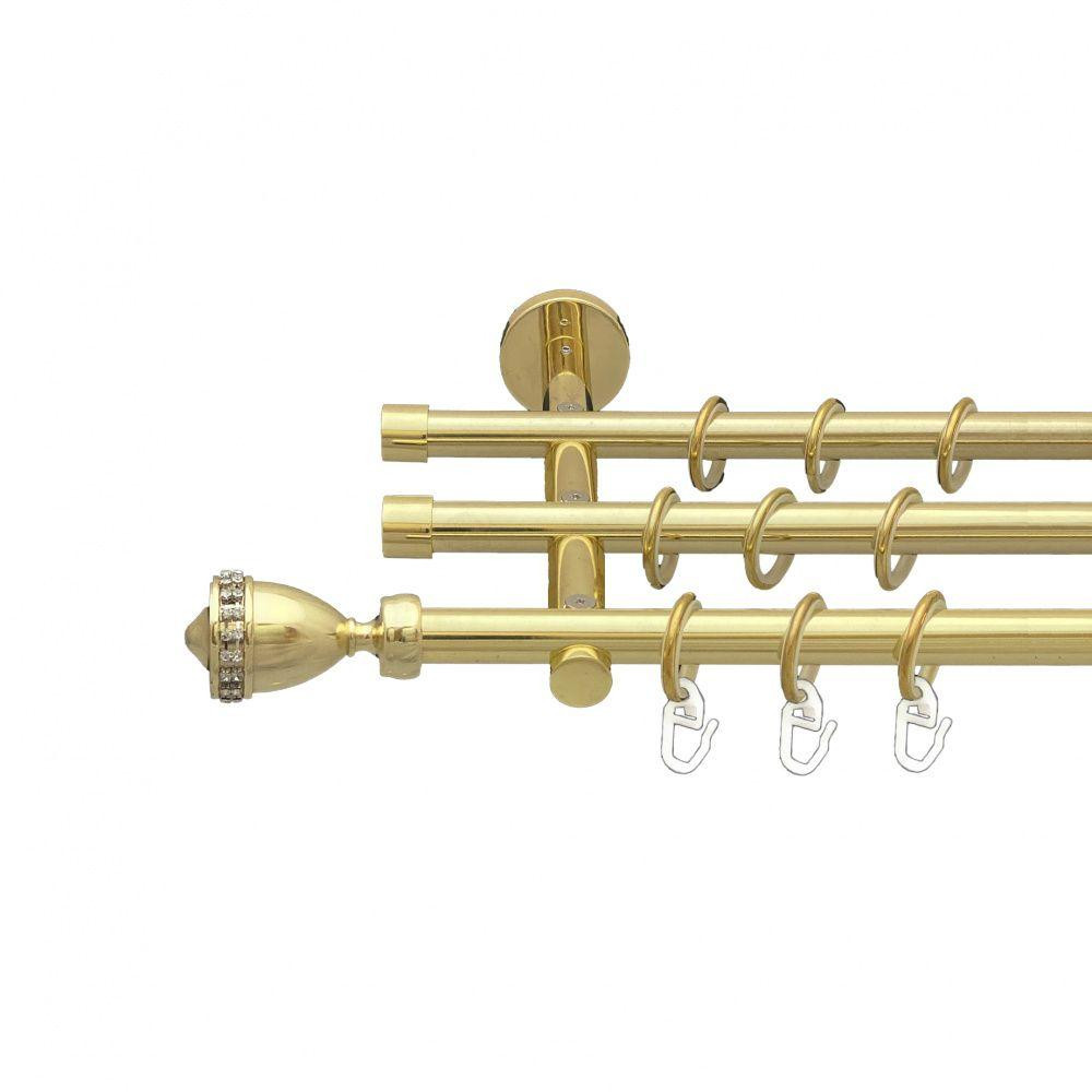 Карниз Orvit Етернія металевий трирядний циліндр (20 см) гладка труба кільце металеве Золото 16\16\16 мм 300 Львов - изображение 1