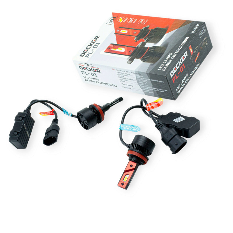 Автолампа H8, H9, H11, H16 12V-24V PL-01 45W 5000K 10000L радіатор з вентилятором LED Мукачево - фото 1