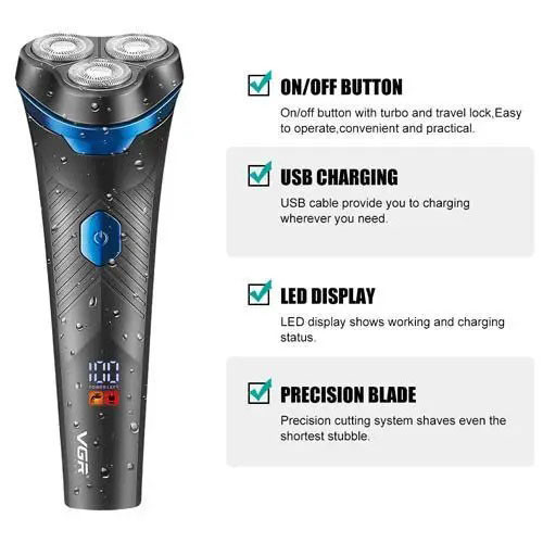 Професійна електробритва бритва для бороди VGR V-314, Акумуляторна бритва з фірмовим лезом IN-72 Івано-Франківськ - фото 2