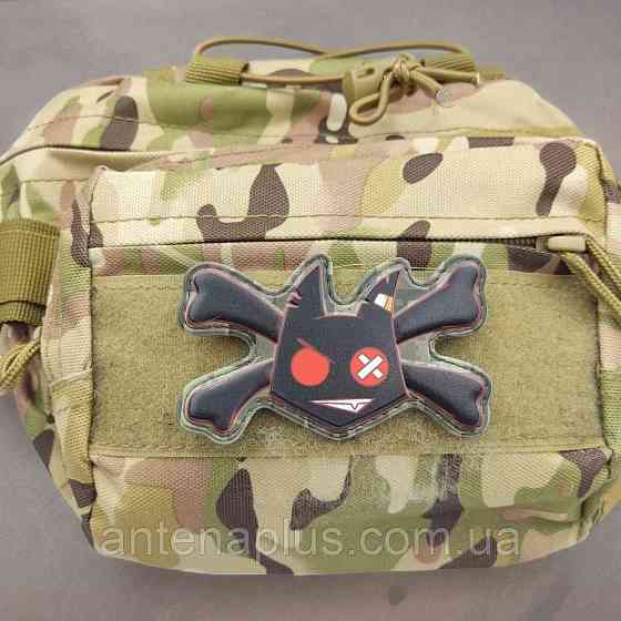 Чертёнок с костями чёрный патч / шеврон Киев