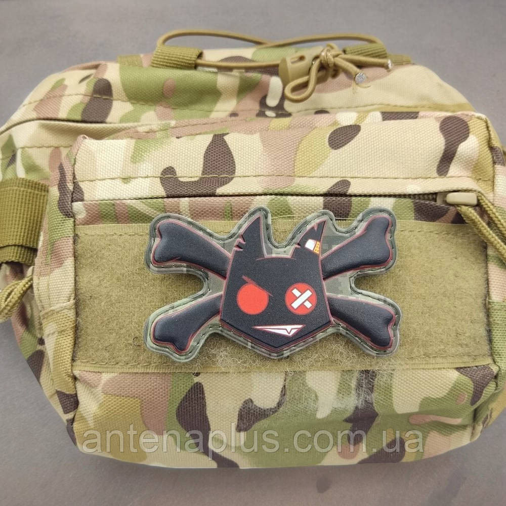 Чертёнок с костями чёрный патч / шеврон Киев - изображение 3