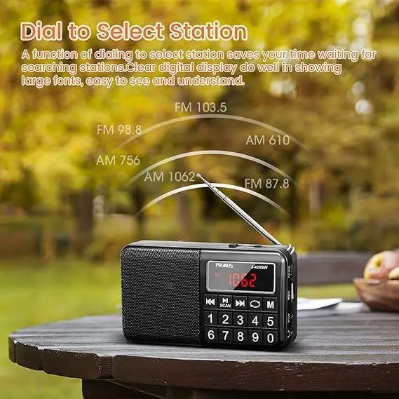Портативне радіо PRUNUS J-429: FM/AM/SW, цифровий дисплей, великі кнопки, 3 Вт динамік, USB-зарядка Київ - фото 5