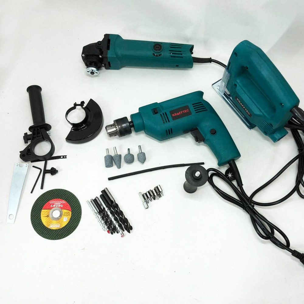 Набір електроінструментів 3в1: мережний ударний дриль, болгарка мережева, електричний лобзик потужний LN-12 Львів - фото 1