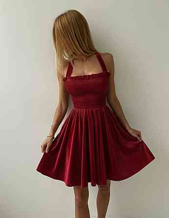 Женское элегантное праздничное бархатное платье Красный, 42/44 Одесса