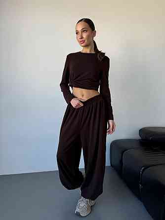 Женский повседневный прогулочный костюм двойка: кофта и брюки турецкая двунить Одесса