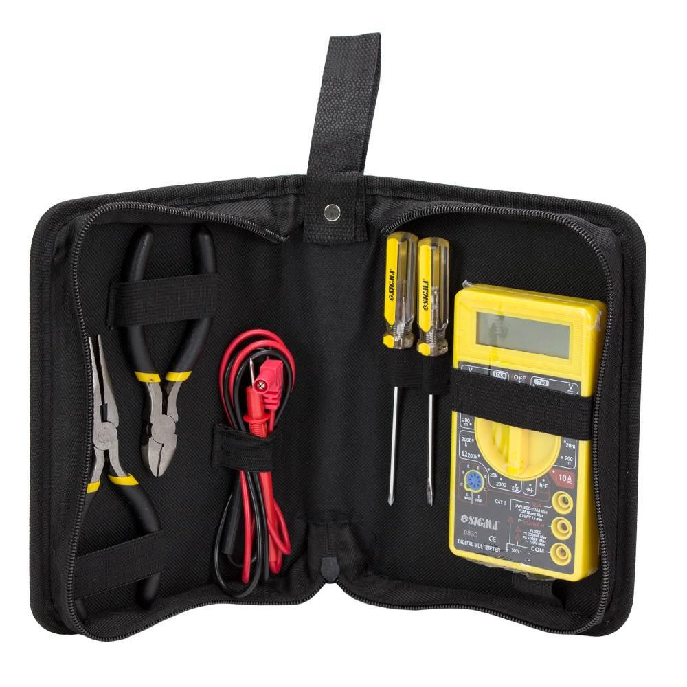 Набор мультиметр цифровой + плоскогубцы и отвертки (тканевый чехол) SIGMA (4008531) Киев - изображение 1