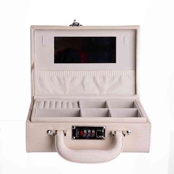 Скринька для прикрас з еко шкіри 2 яруси з кодовим замком Бежевий HP-5-24BE Київ