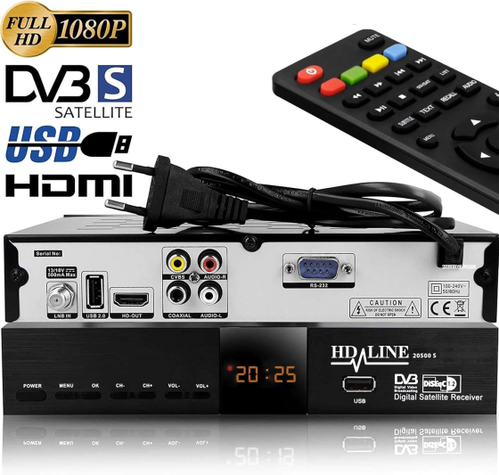Супутниковий HD-ресивер HD-Line Echosat 20500 S: Full HD 1080p, HDMI, 2xUSB, DVB-S2, тюнер для Astra, Hotbird, Türksat Київ
