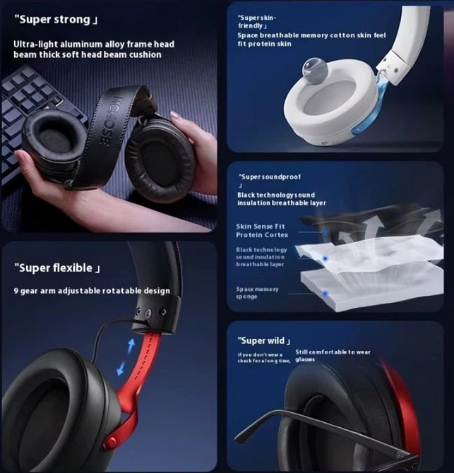 MCHOSE V9 Pro‼️ГАРАНТІЯ‼️Steel Black бездротові ігрові навушник. Киев - изображение 4