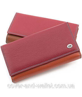 Женский бордовый кожаный кошелёк с визитницей ST Leather SB46 Киев - изображение 6