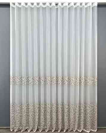 Тюль VR-Textil 2011т Жаккард Белый с капучино 400х270 см (42-1073) Киев