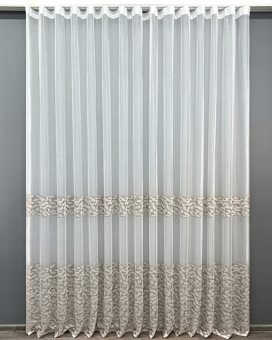 Тюль VR-Textil 2011т Жаккард Белый с капучино 400х270 см (42-1073) Киев - изображение 2