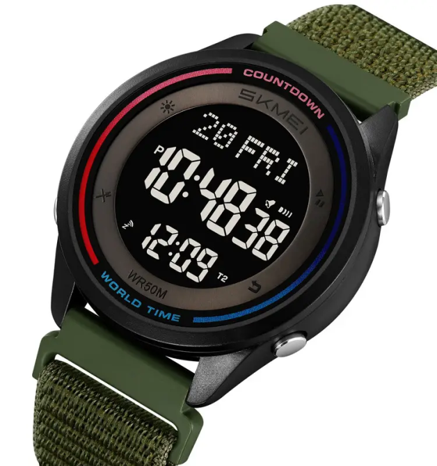 Годинник чоловічий наручний спортивний Skmei 2412 з нейлоновим ремінцем на липучці (Зелений) Київ - фото 2