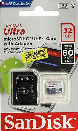 Карта пам'яті SanDisk microSD, Class 10 UHS-I Ultra SDSQUNS-032G-GN3MA (32GB, Class10, UHS-I, 80MB/s) Николаев