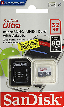 Карта пам'яті SanDisk microSD, Class 10 UHS-I Ultra SDSQUNS-032G-GN3MA (32GB, Class10, UHS-I, 80MB/s) Николаев - изображение 6