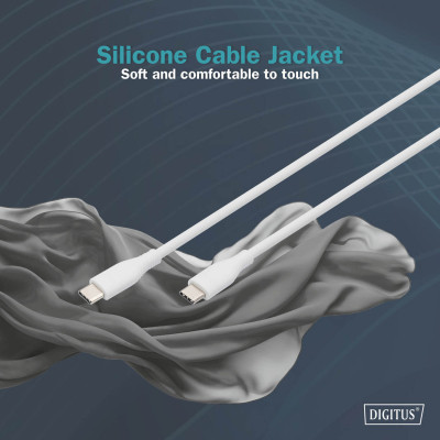 Дата кабель USB-C to USB-C 2.0m USB 2.0 60W silicone white Digitus (AK-300341-020-W) Вінниця - фото 7