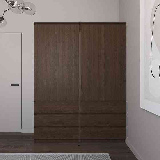 Шафа для одягу VAYS зі штангою та полицями, 6 шухляд, комплект з 2 шаф R9+R16 Венге Темний Львів