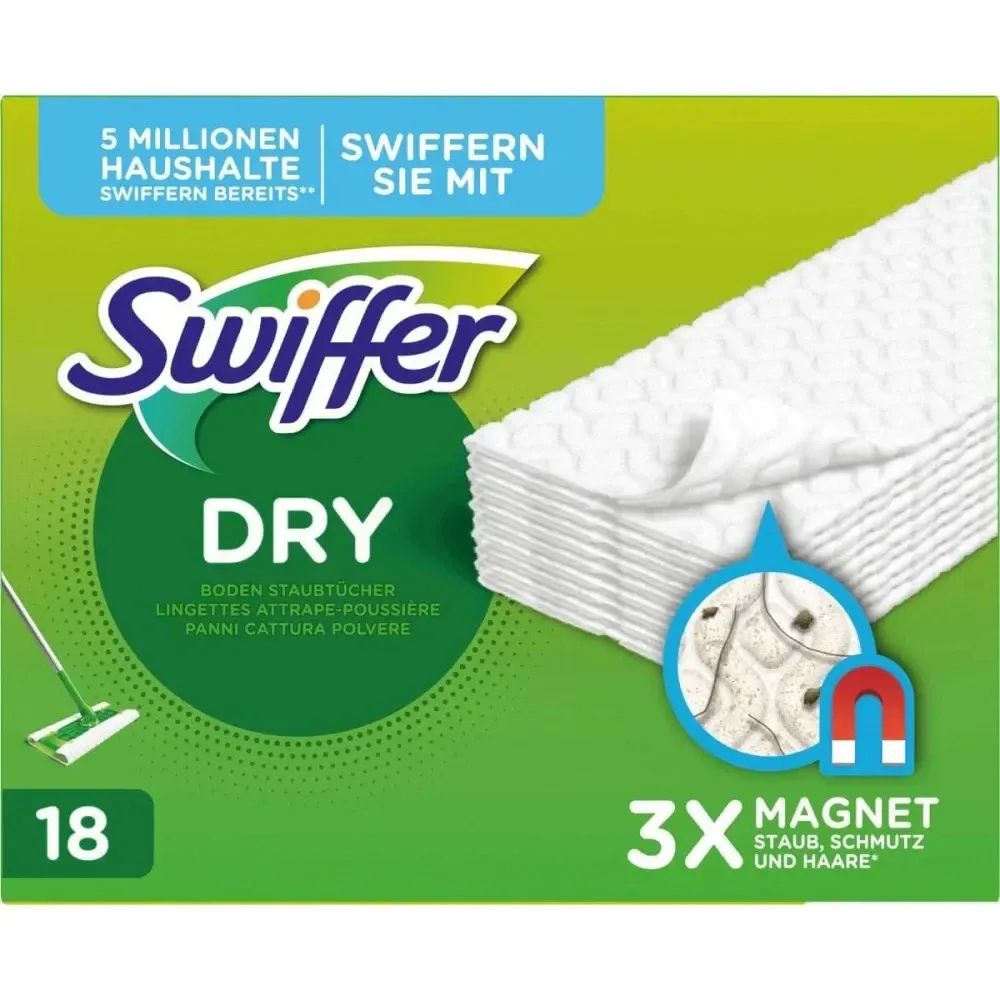 Сменные сухие салфетки для швабры Swiffer dry, 18 шт Львов - изображение 1