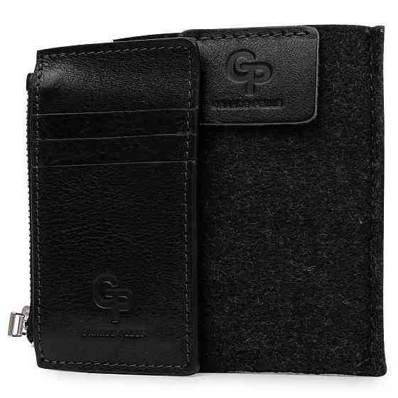 Шкіряний невеликий картхолдер GRANDE PELLE 11399 Чорний Київ