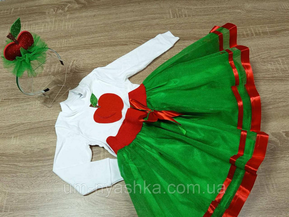 Костюм Яблочка Зеленая пышная юбочка + пришивное яблоко + обруч Кривой Рог - изображение 8