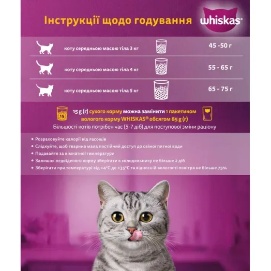 Сухой корм Whiskas (Вискас) для взрослых кошек с курицей, 14 кг Винница
