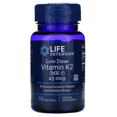 Вітамін Life Extension Вітамін К2 (МК-7) 45 мкг, Low Dose Vitamin K2 (MK-7), 90 жел (LEX-19369) Вінниця - фото 1