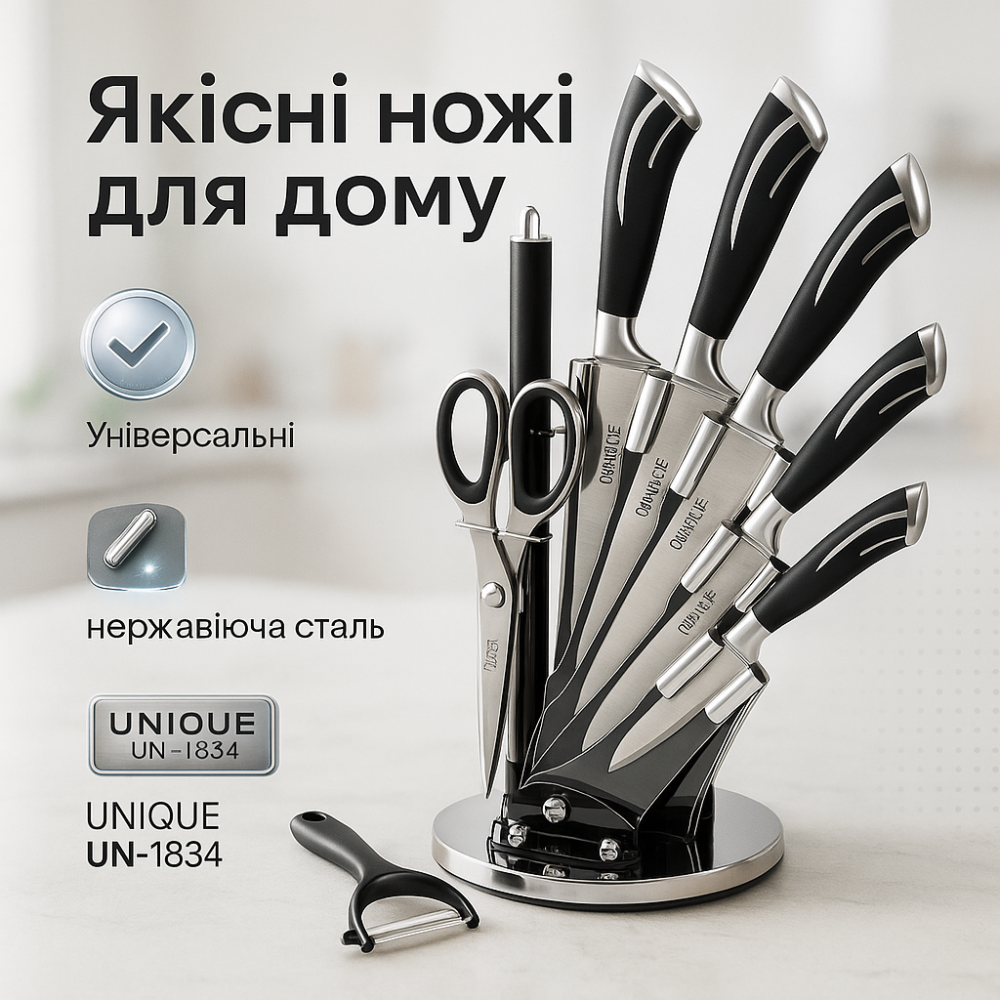 Набір ножів красивий та універсальний, Якісні ножі для дому, Професійні ножі для домашньої кухні WH-25 Львів - фото 18
