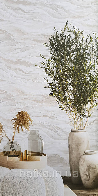 Шпалери вінілові на флізеліні AdaWall Omega1.06х10 абстракція хвиля зрізу каменю бежеві пісочні срібло 23207-1 Київ - фото 2