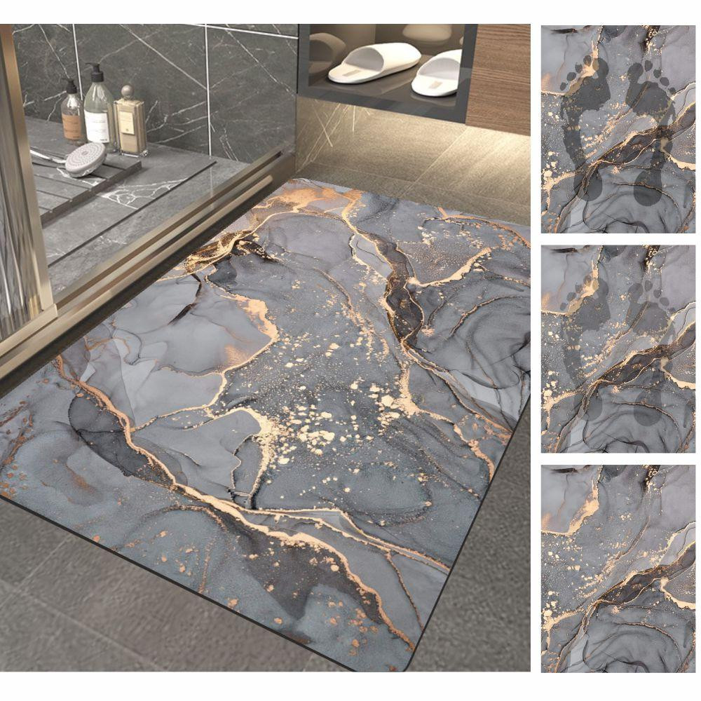 Суперпоглинаючий Діатомітовий Килимок Aquarius для ванної 60 х 90 см Сірий Мармур Буча - фото 3