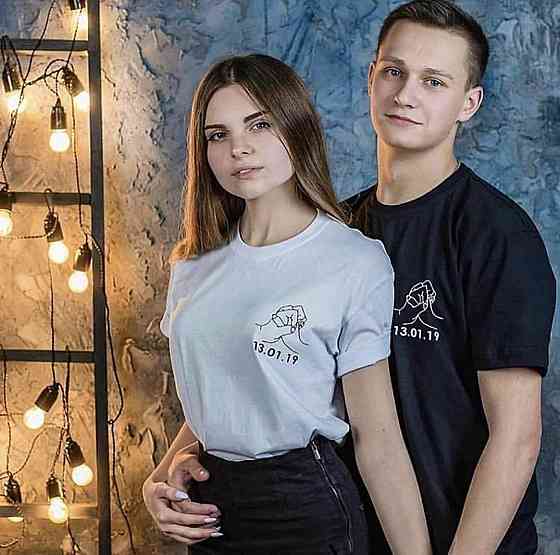 Парні футболки для хлопця та дівчини — Ручки з персональними датами Чернівці