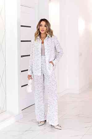 Жіночий легкий прогулянковий костюм: сорочка та штани американський креп Білий, 46/48 Одеса