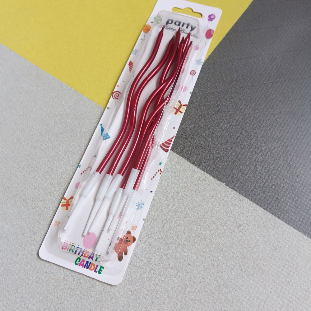 Свічки для торта "хвилясті" 6 шт. червоні Київ - фото 1