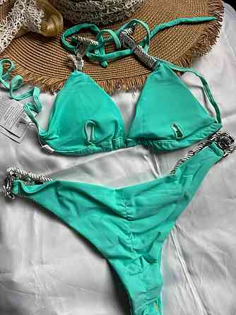 Белый раздельный купальник с камнями Бирюзовый S Харьков