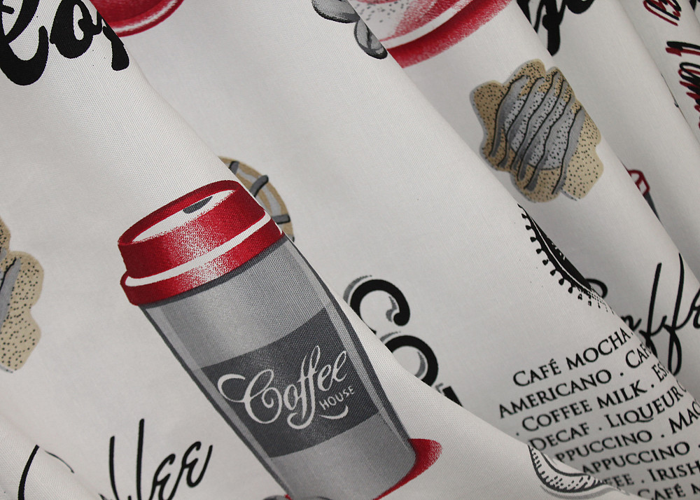 Шторна тканина, з різнокольоровим принтом "Coffee-House" колір різнокольоровий 1496ш Київ - фото 1